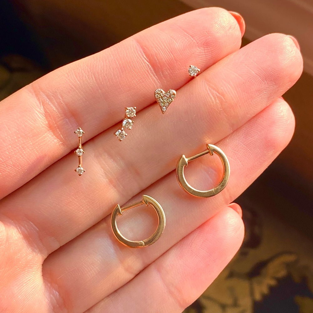 Mix of four  - 14K rose gold diamond studs